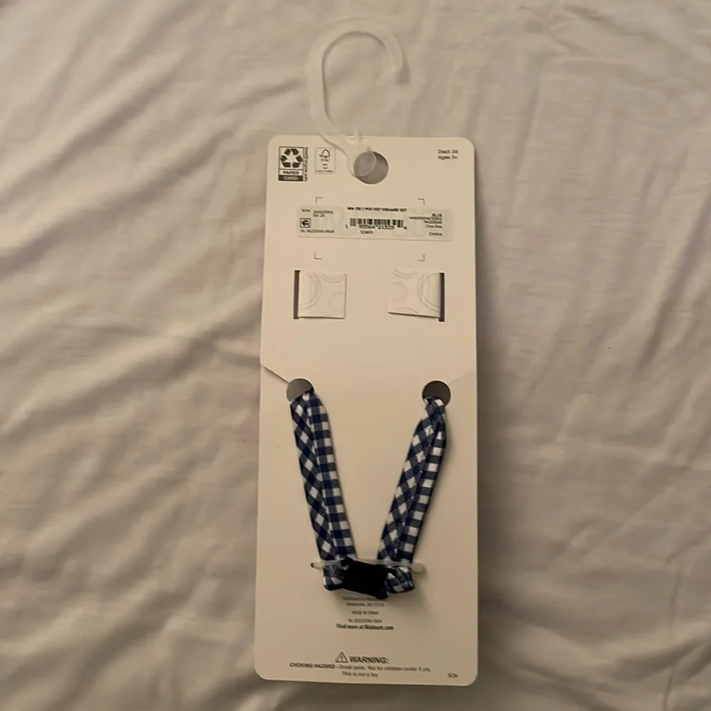 Wonder Nation Navy & White Checkered Baby Boy Zip Tie & Pocket Square Set